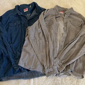 Wrangler Men's Long-Sleeve Button-Down Shirt - Indigo & Gray